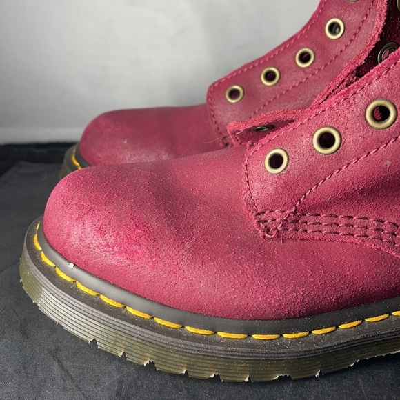Dr. Martens Deep Red (Raspberry) greasy suede boots 5L - Picture 5 of 9